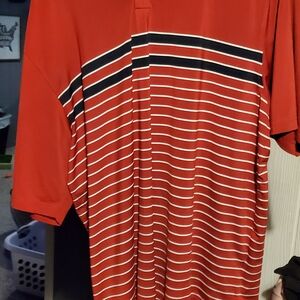 FootJoy Red and Black Striped Polo Shirt